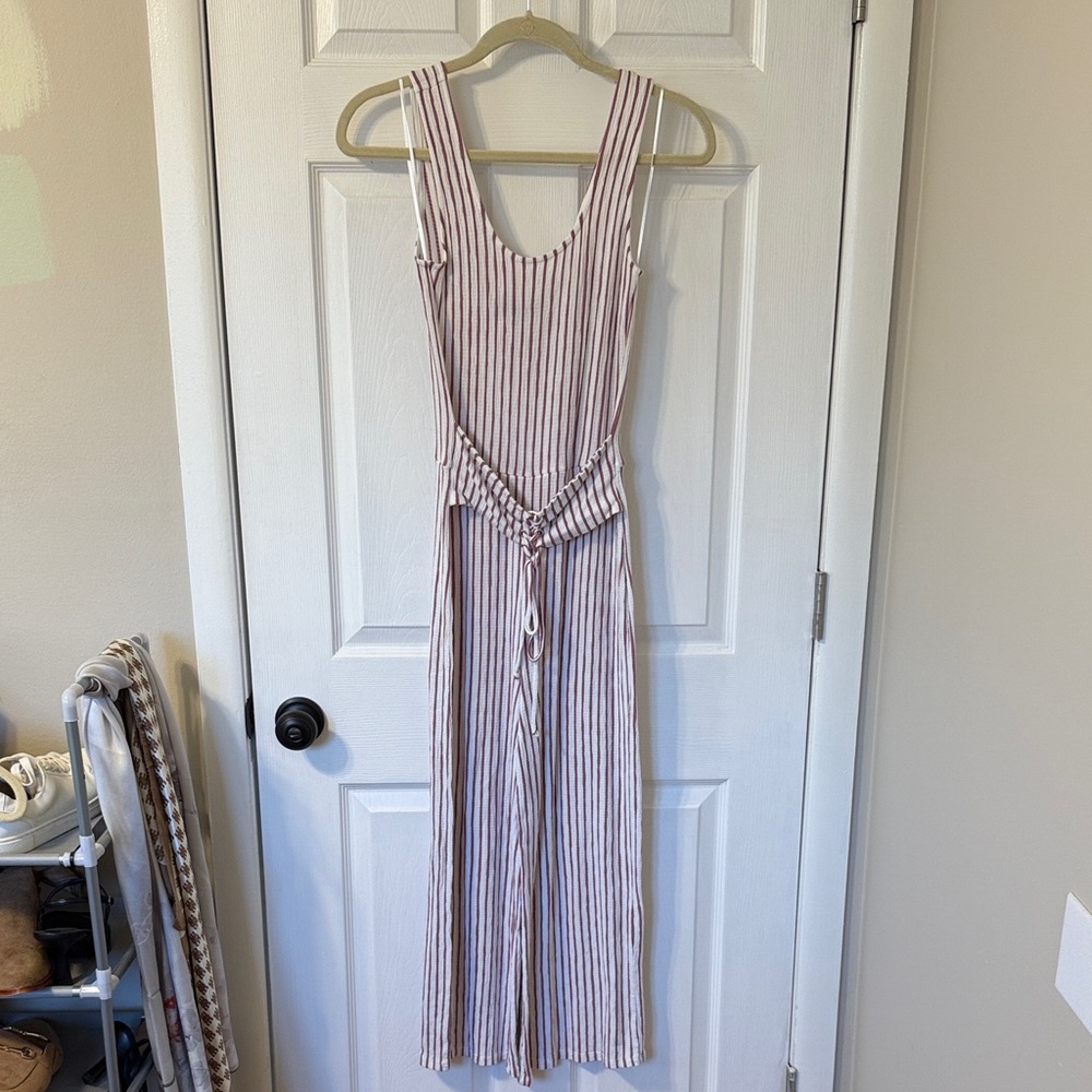Pink and White Striped Jumpsuit